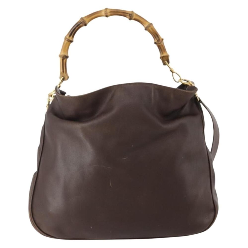 Gucci Bamboo Leather Shoulder Bag Brown
